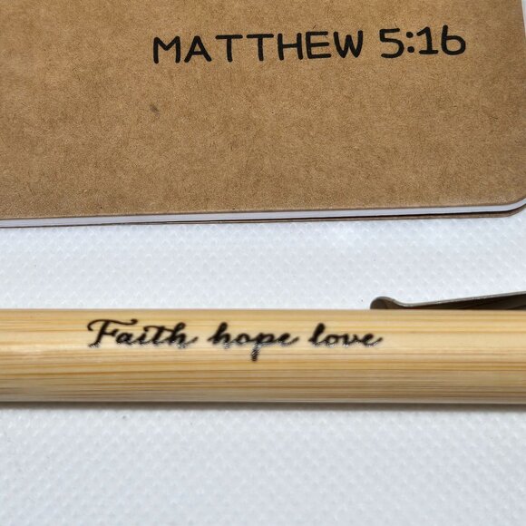 NEW INSPIRATIONAL FAITH CANVAS POUCH, NOTEPAD, PEN, BOOKMARK & KEYCHAIN GIFT SET - Picture 6 of 10